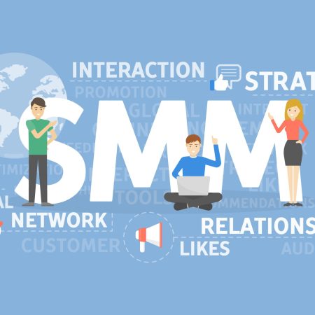 SMM concept illustration. Idea of interaction, strategy adn network.