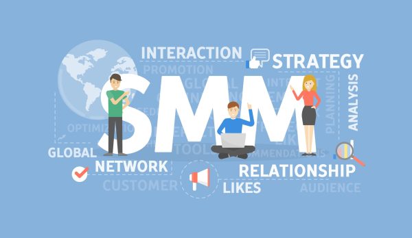 SMM concept illustration. Idea of interaction, strategy adn network.